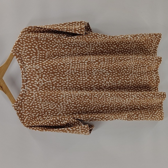 Lane Bryant Classic Perfect Sleeve Tee Size 14 16 Tan Brown And White Dots - Picture 5 of 7